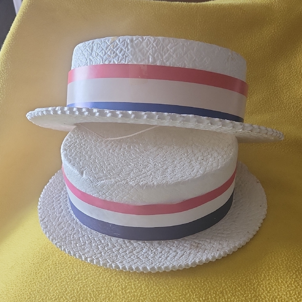 Vintage Styrofoam boater hats - this is for 2 hats